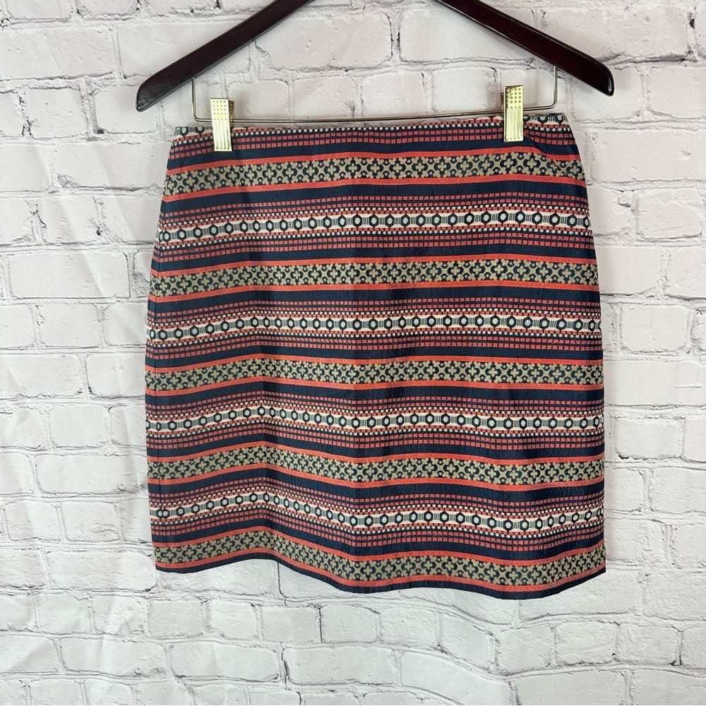 LOFT boho geometrical striped knee legnth pencil Skirt womens petite 8p office